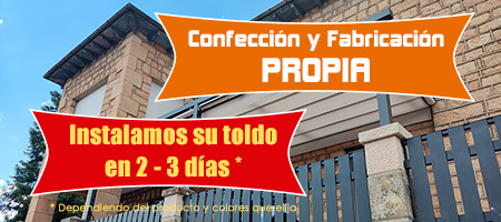 Instalacion de toldos en el barrio Los Ahijones de Madrid.