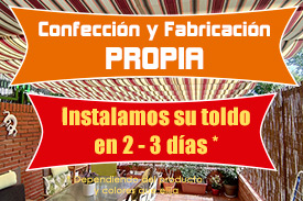Instalacion de toldos en el Ensanche de Vallecas, Madrid.